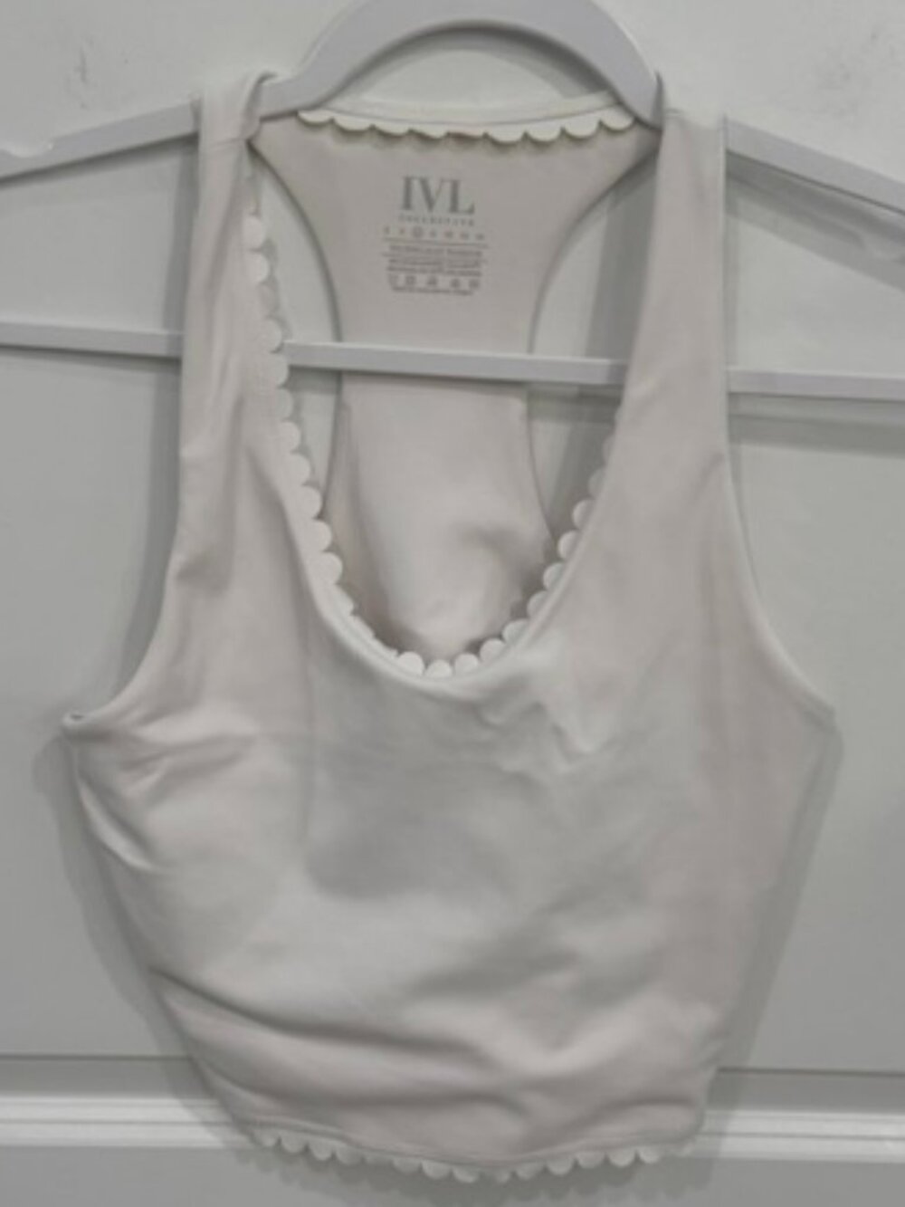 IVL Collective White Scalloped Cropped Workout Tank